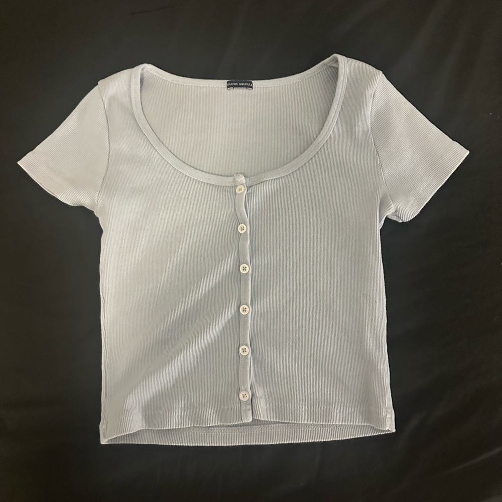 light blue Brandy short sleeve button up
